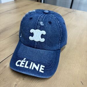 Celine blue denim baseball cap